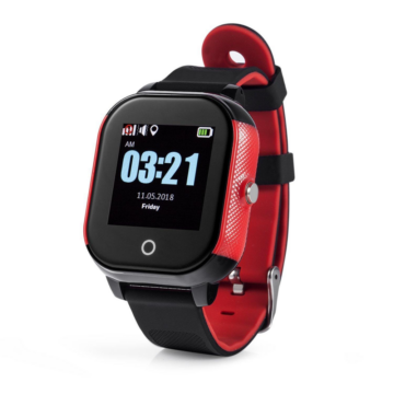 KidSafe Smart piros-fekete gyerek okosóra, IP67 vízálló, GPS, SOS