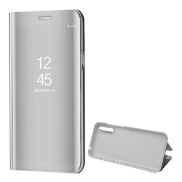 Huawei Y8p, Oldalra nyíló tok, hívás mutatóval, Smart View Cover, ezüst (utángyártott)